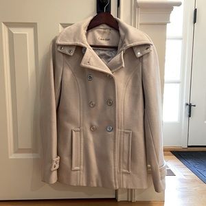 Calvin Klein Beige Double-Breasted Peacoat